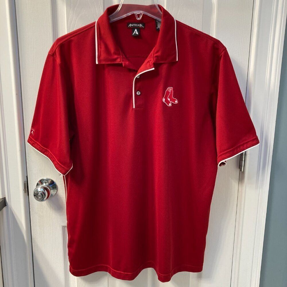 Boston Red Sox Polo Shirt Size XL Red with White Trim Antigua
